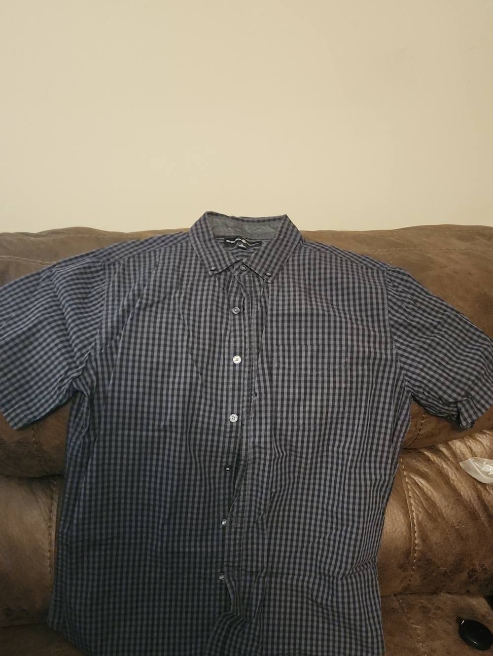 Beverly Hills Polo Club Navy and Black Check Short-Sleeve Button-Down